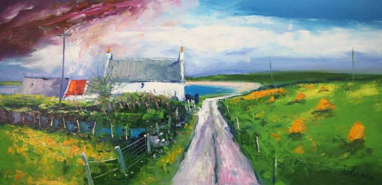 Summer Storm Passing over Vaul Isle of Tiree 16x32 - John Lowrie Morrison