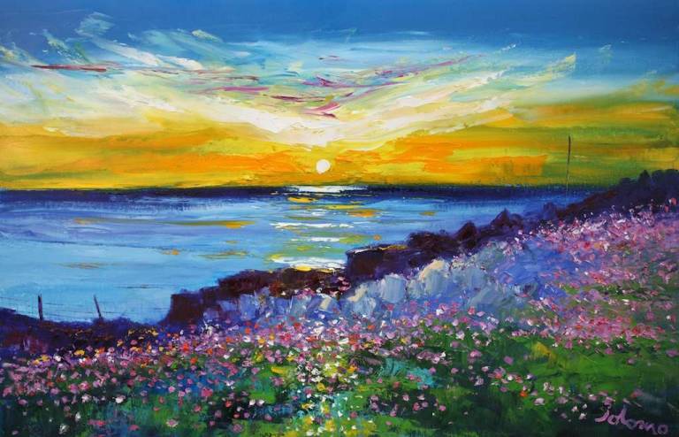 Sea Pinks Tangasdale Isle of Barra 20x30 - John Lowrie Morrison
