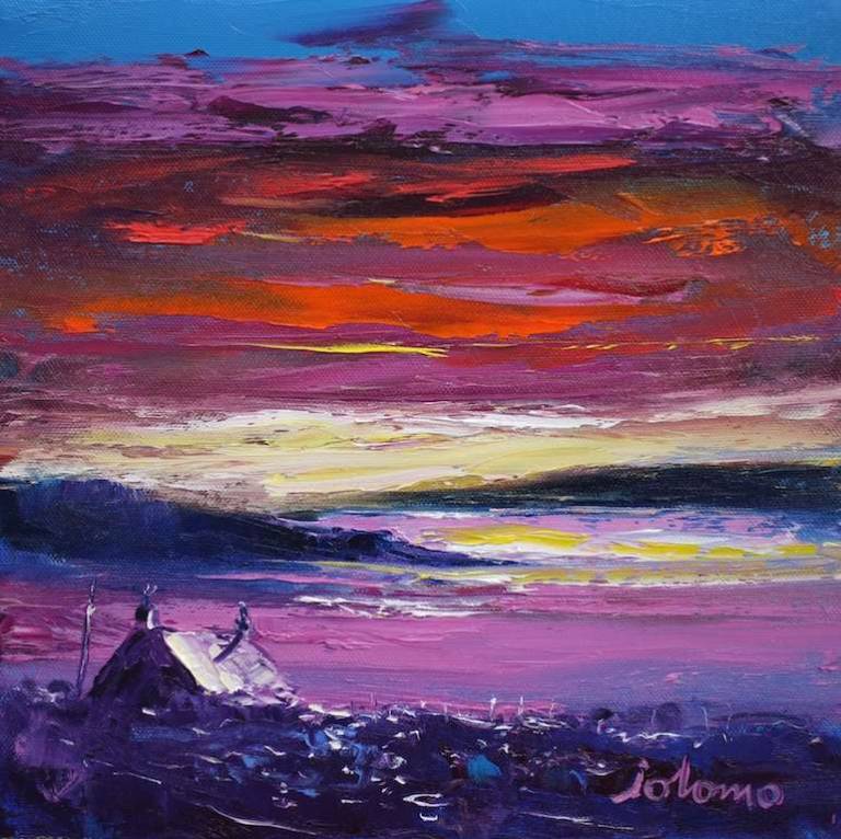 Sunset Loch Harport Isle of Skye 12x12 - John Lowrie Morrison