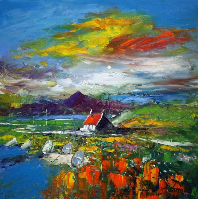 Beached Boats The Uists 24x24 - John Lowrie Morrison