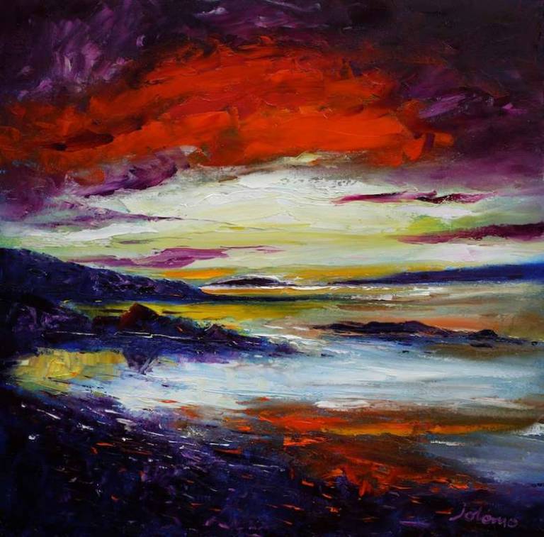 Sunset OB Gauscavaig Bay Isle of Skye 24x24 - SOLD - John Lowrie Morrison