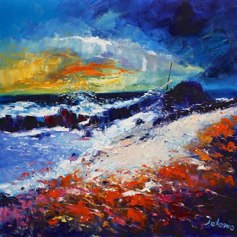 Foam Spray and Seaweed The Gauldrons Kintyre 24x24 - SOLD - John Lowrie Morrison