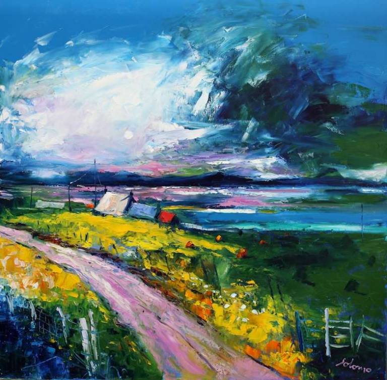 Summer Storm Passing over Ben More looking from Iona 36x36 - John Lowrie Morrison