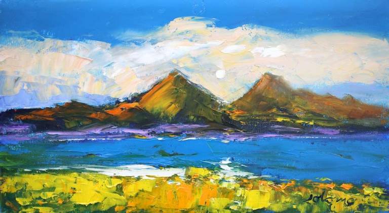 Autumn Evening Mist Paps of Jura from Knapdale 10x18 - John Lowrie Morrison