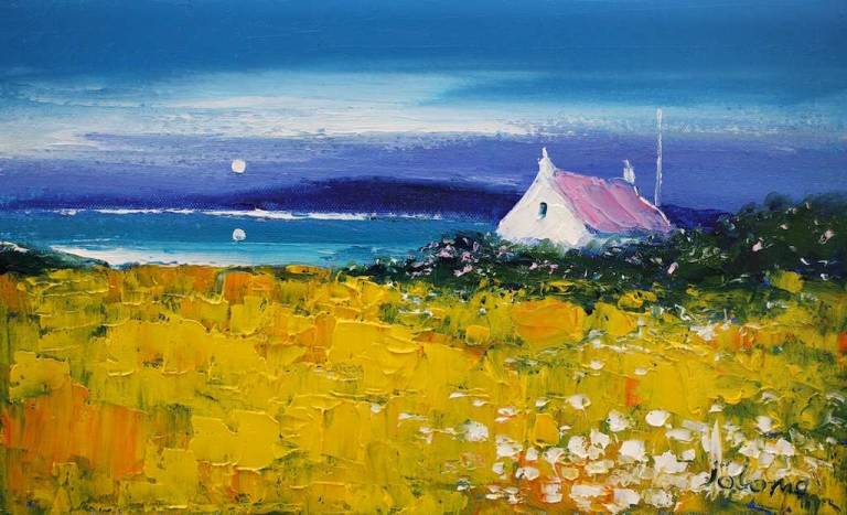 A Summer Moonrise Isle of Gigha 10x16 - SOLD - John Lowrie Morrison