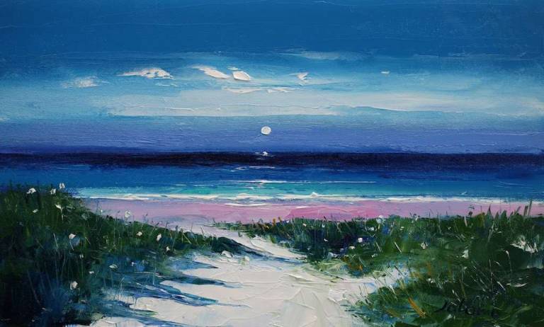 An Evening Gloaming Traigh Eais Isle of Barra 10x16 - John Lowrie Morrison