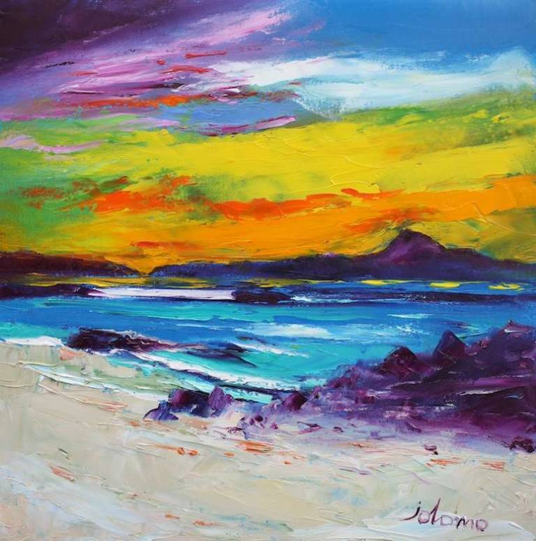 Dawnlight over Ben More from Isle of Iona 16x16 - John Lowrie Morrison