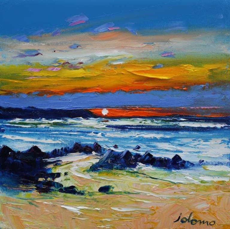 Fading Eveninglight Saligo Bay Isle of Islay 12x12 - John Lowrie Morrison