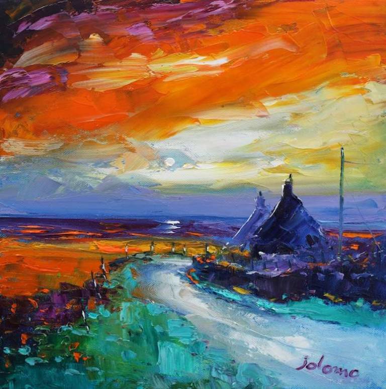 A Summer Sunset Mannal Isle of Tiree 12x12 - John Lowrie Morrison