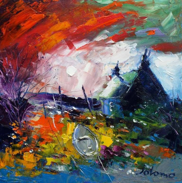 A Stormy Eveninglight In The Hebrides small sketch 12x12 - John Lowrie Morrison