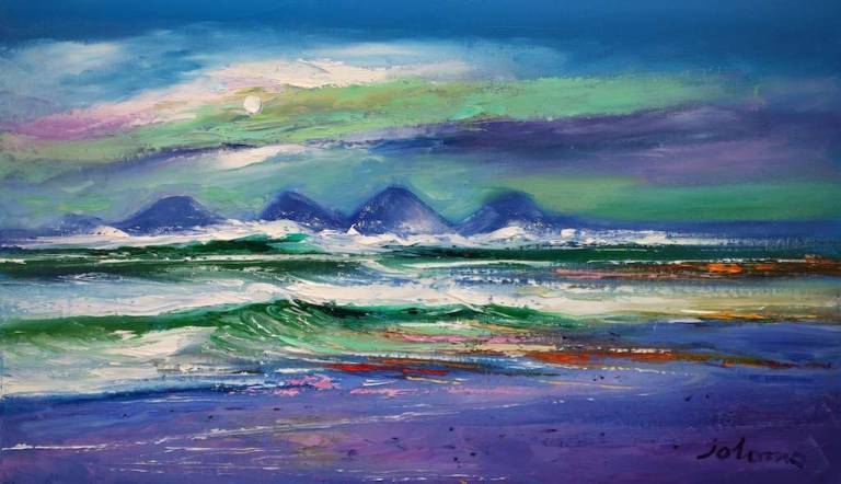 A Stormy Machrihanish Looking To The Paps Of Jura 14x24 - John Lowrie Morrison