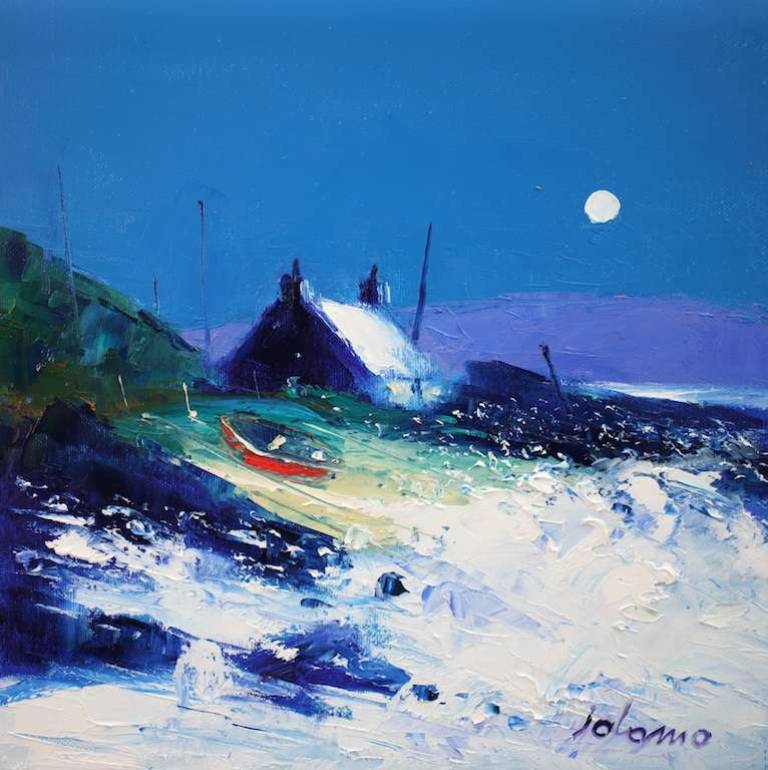 Beached Boat Westport Kintyre 12x12 - John Lowrie Morrison