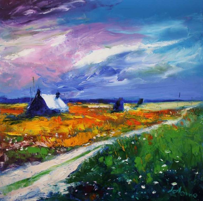 Croft & Haystacks South Uist 20x20 - John Lowrie Morrison