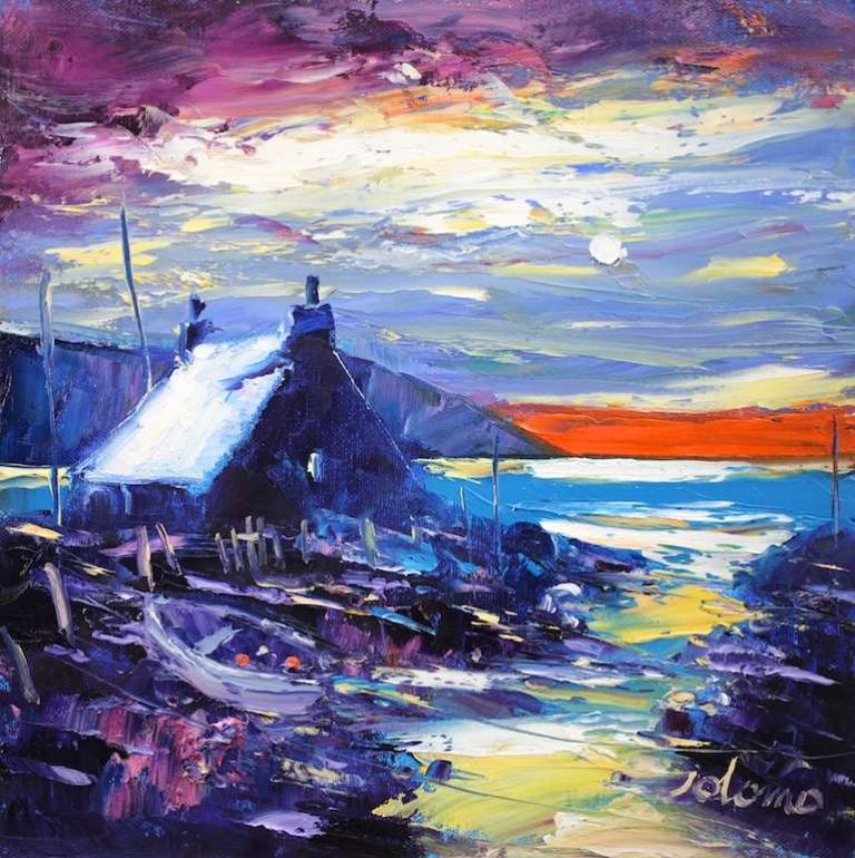 Evening Gloaming Westport Looking To The Mull Of Kintyre 12x12 - John Lowrie Morrison