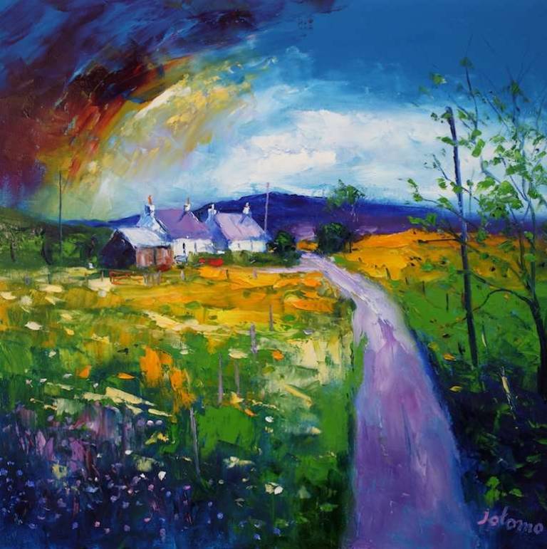 Spring Rain Passing Isle of Lismore 24x24 - John Lowrie Morrison