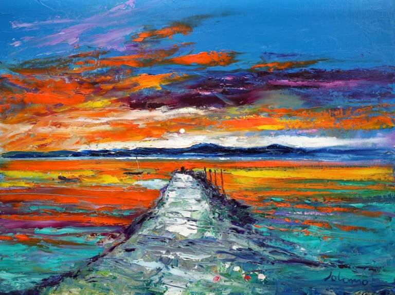 Sunset Carsaig Jetty Tayvallich 18x24 - John Lowrie Morrison