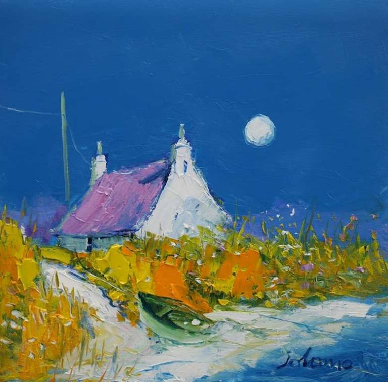 A Summer Moonrise Isle of Benbecula 12x12 - John Lowrie Morrison