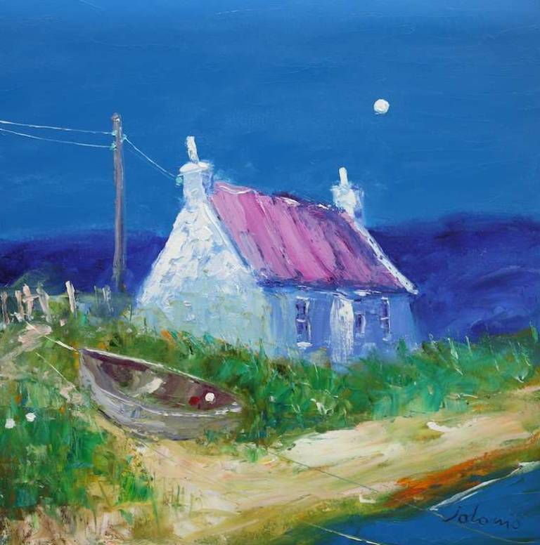 Croft on the edge Isle of South Uist 24x24 - John Lowrie Morrison