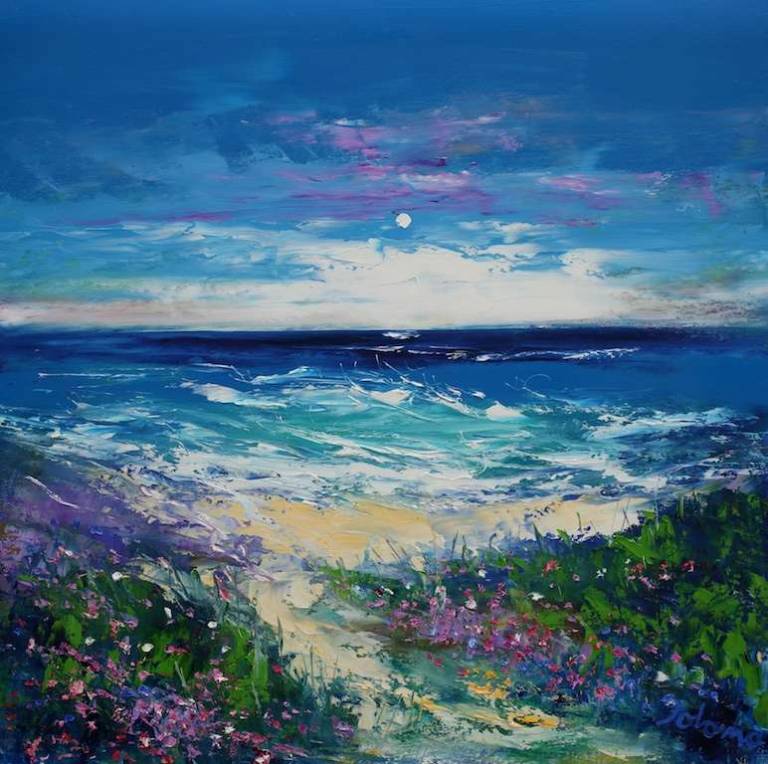 Sea Pinks and Spindrift Isle of Barra 20x20 - John Lowrie Morrison