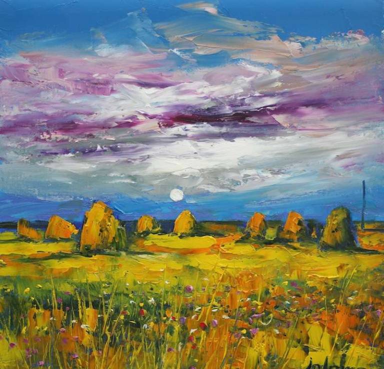 Stormy Skies Haystacks South Uist 16x16 - John Lowrie Morrison