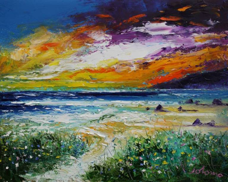 Stormy Skies The Singing Sands Of Isla 16x20 - John Lowrie Morrison