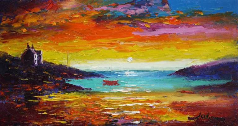 Sunrise Over Earsary Isle of Barra 10x18 - John Lowrie Morrison
