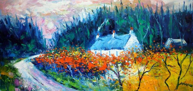An Autumn Beech Hedgerow Isle Of Bute 16x30 - John Lowrie Morrison
