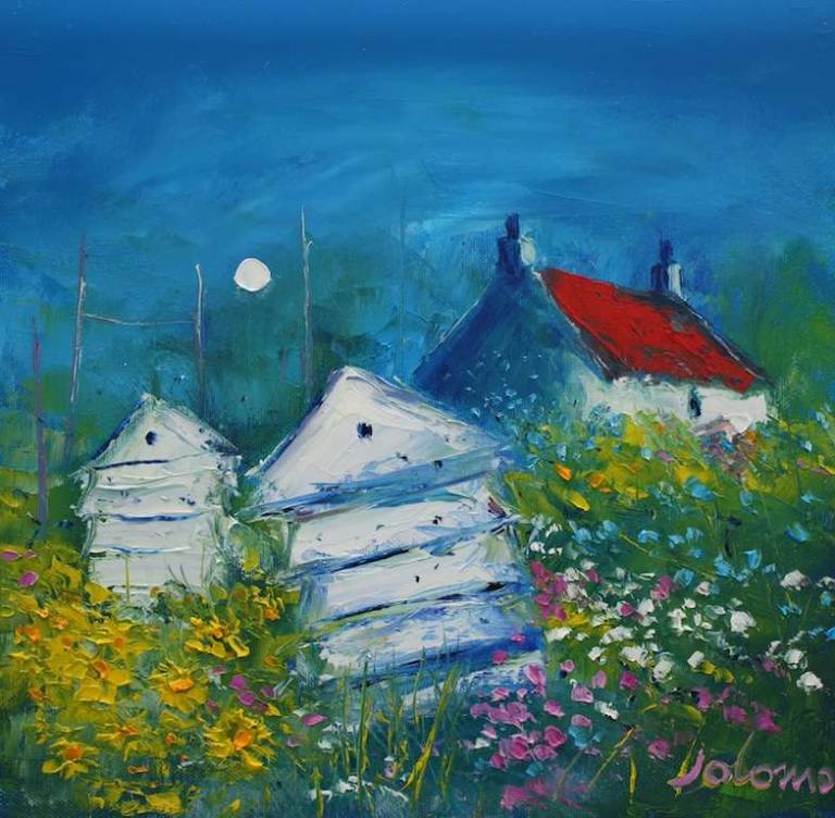 Beehives Among The Flowers 12x12 - John Lowrie Morrison