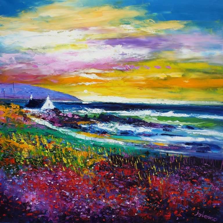Heather & Wild Flowers West Port Kintyre 30x30 - John Lowrie Morrison