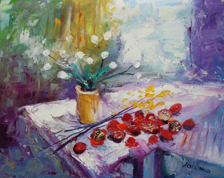 White Blooms & Pomegranates 16x20 - John Lowrie Morrison