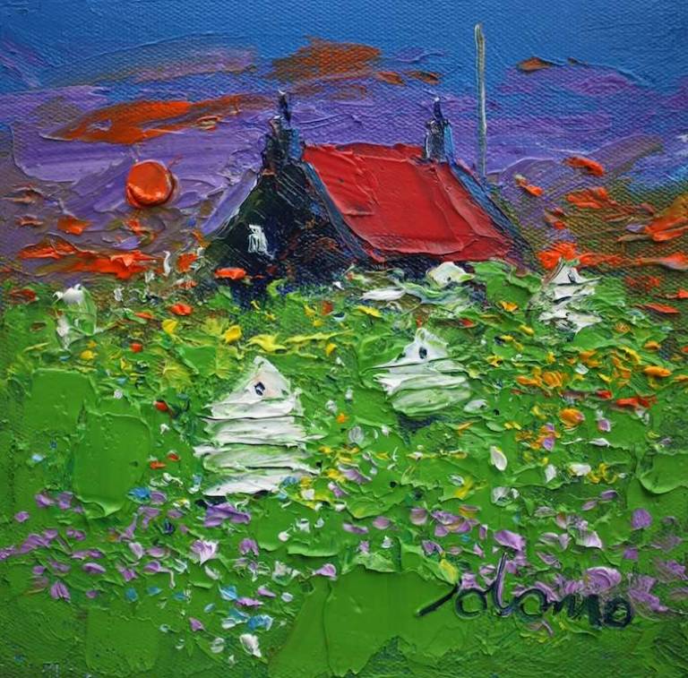 Wild Garden and Beehives Argyll 6x6 - John Lowrie Morrison