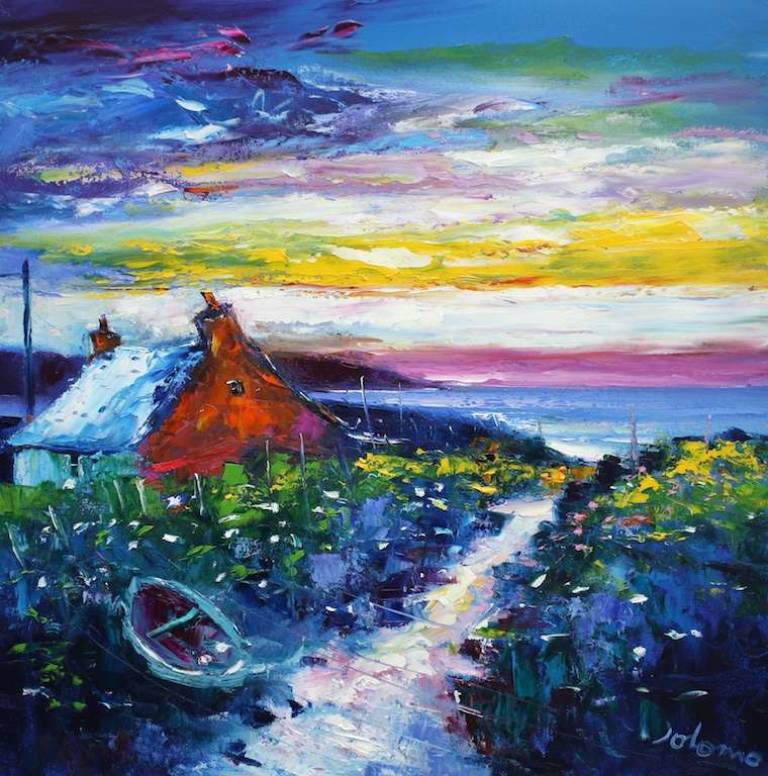 Winterlight Looking to The Mull of Kintyre 24x24 - John Lowrie Morrison