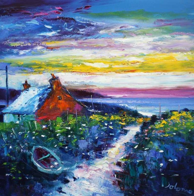Winterlight Looking to The Mull of Kintyre 24x24 - John Lowrie Morrison