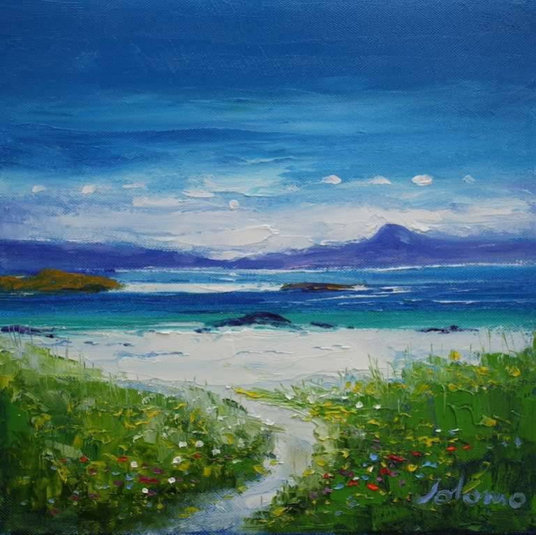 Wild Machair Flowers Traigh Bhan Iona 12x12 - John Lowrie Morrison