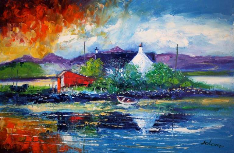 Passing Rain Squall Isle of Grimsay North Uist 20x30 - John Lowrie Morrison