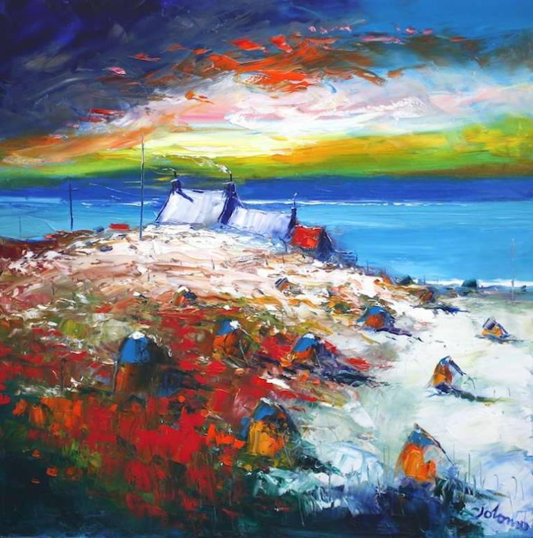 Early morninglight Ardionra Isle of Iona 30x30 - SOLD - John Lowrie Morrison