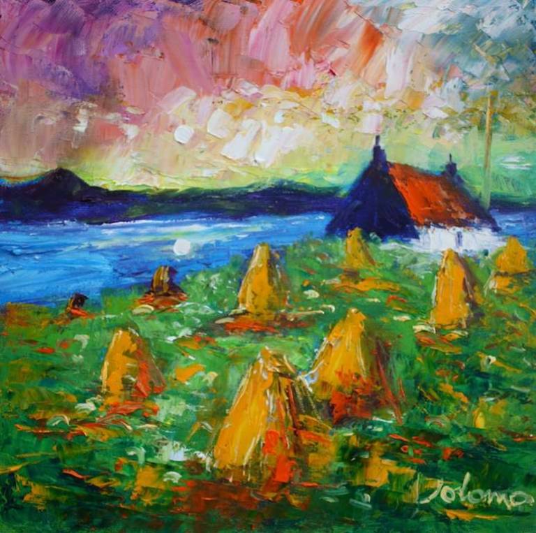 Hay Stooks Isle of Harris 12x12 - John Lowrie Morrison