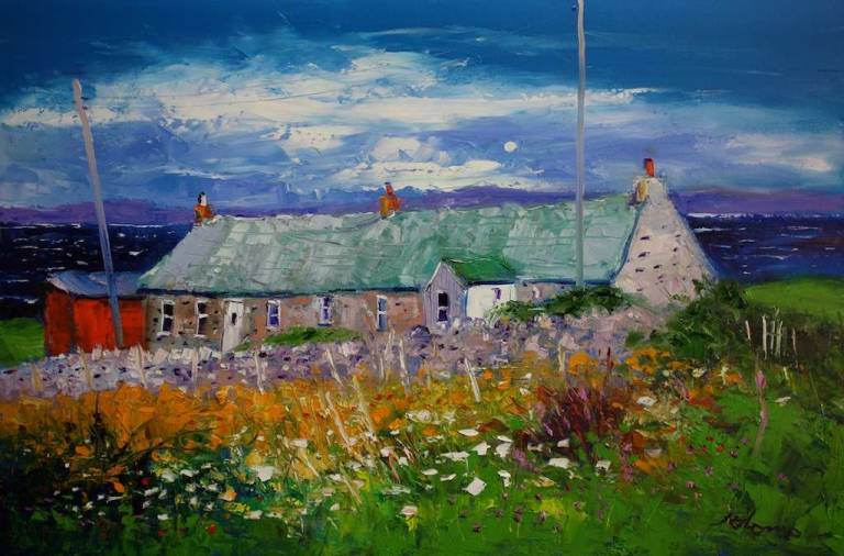 The Cottages At A'Chleit Church Kintyre 20x30 - John Lowrie Morrison