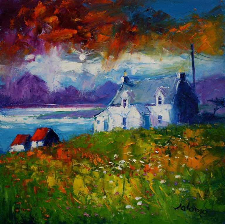 Wet Eveninglight Arivruach Isle of Lewis 20x20 - John Lowrie Morrison