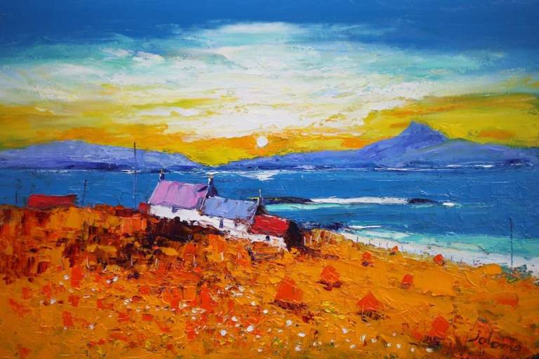 Early Morninglight The Ardionra Hayfield Iona 20x30 - John Lowrie Morrison