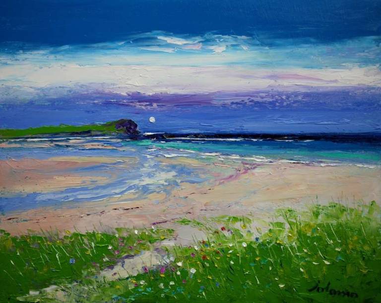 Summer Eveninglight Traigh An Tobair Fhuair Isle of Colonsay 16x20 - John Lowrie Morrison