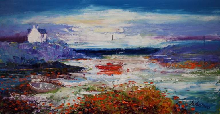 Early Morninglight Over Earsary Isle of Barra 16x30 - John Lowrie Morrison