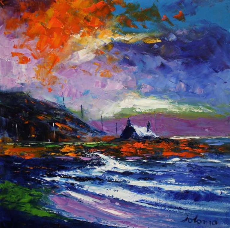 Evening Storm Over The Mull of Kintyre 16x16 - John Lowrie Morrison