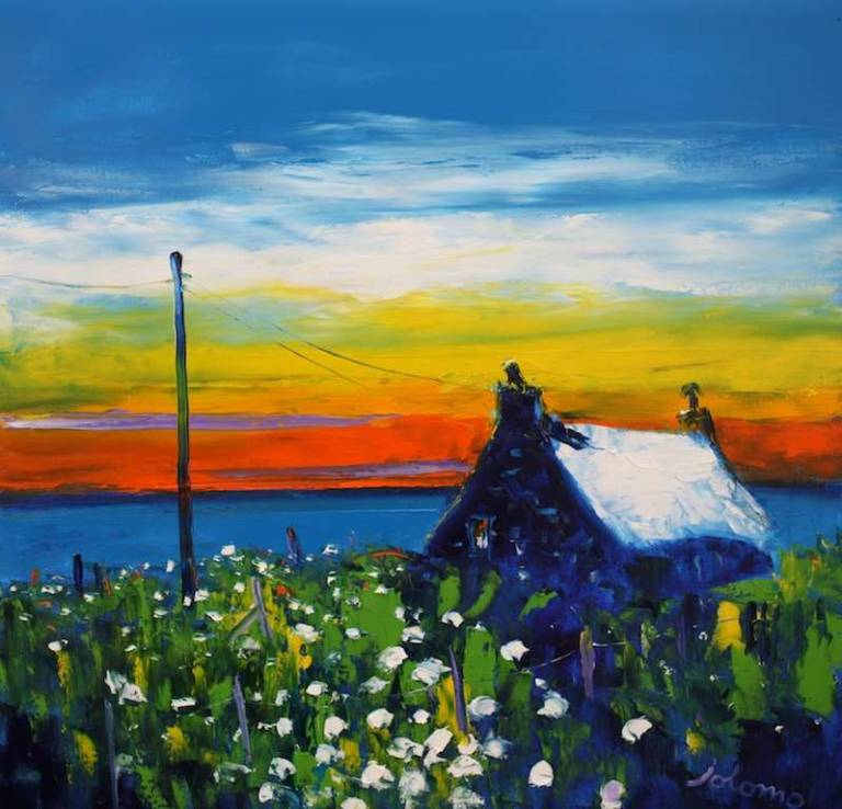 Fading Sunset Westport Kintyre 24x24 - John Lowrie Morrison