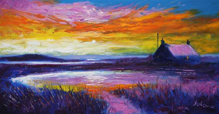 An Evening Gloaming On The Uists 16x30 - John Lowrie Morrison
