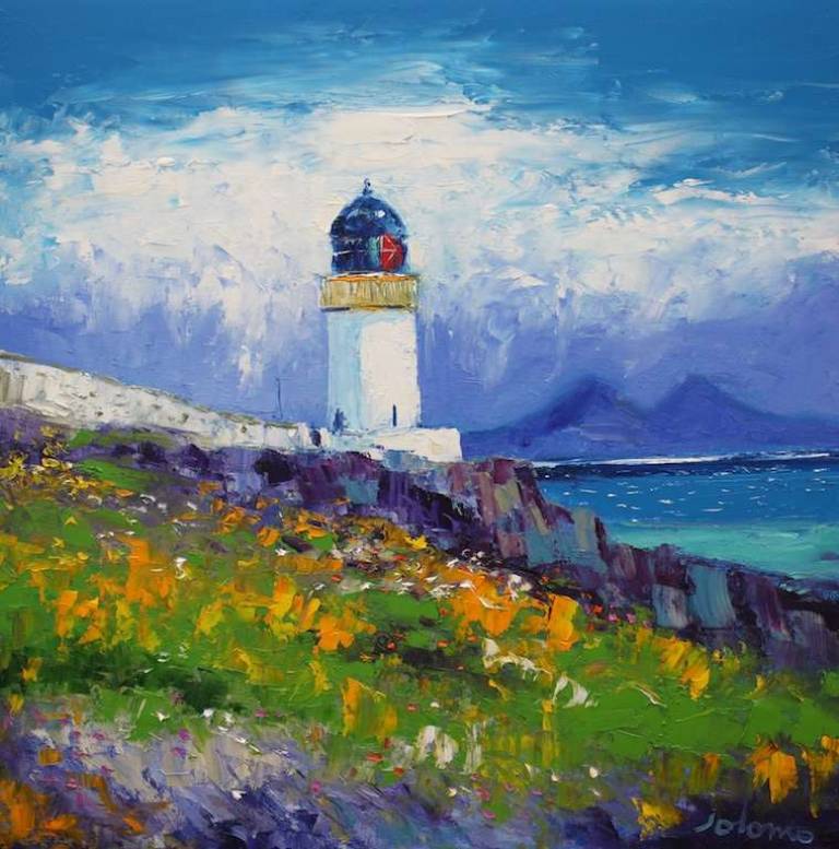 Summer Rain Over Loch Indaal Light  Islay 24x24 - John Lowrie Morrison