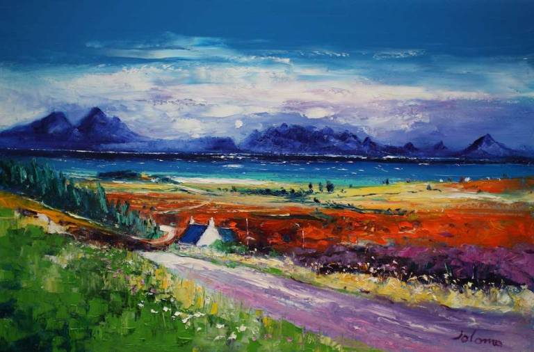 An Ardnamurchan Croft Looking To Rum & Skye 20x30 - John Lowrie Morrison