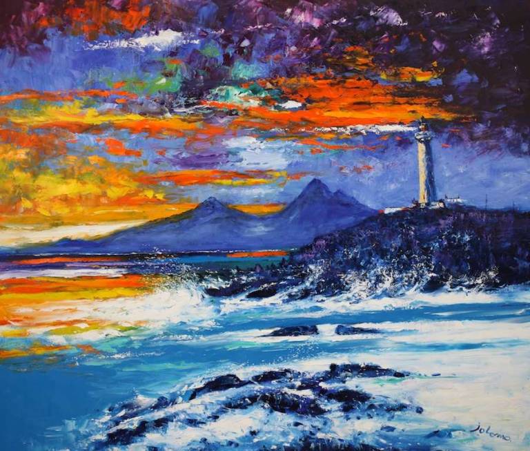 Evening Storm Ardnamurchan Lighthouse 43x50 - John Lowrie Morrison