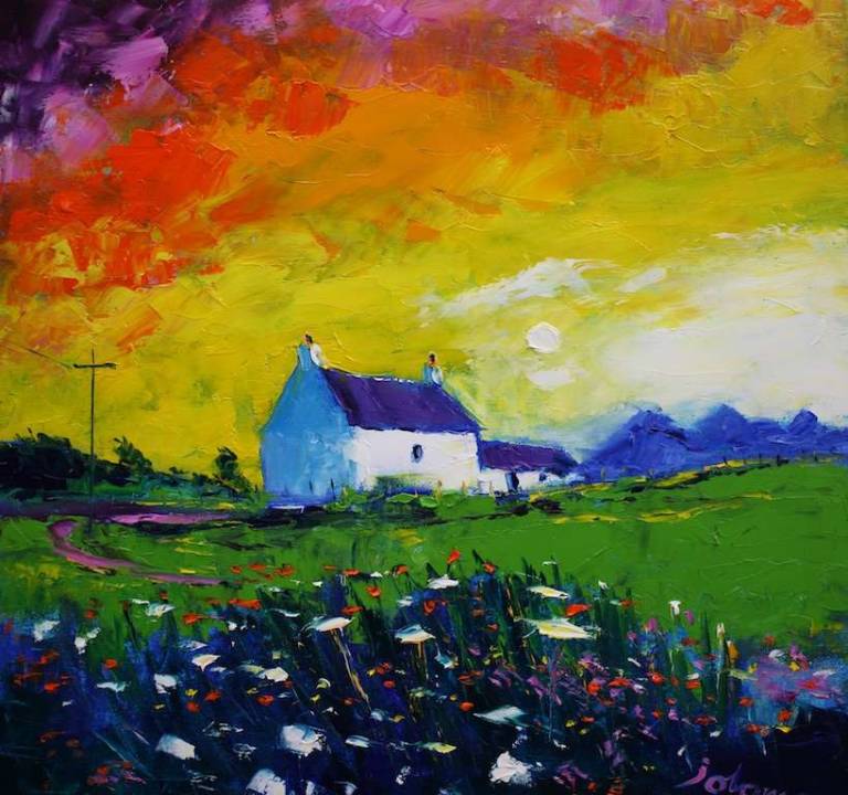 An Evening Gloaming The Ardailly Croft Isle Of Gigha 20x20 - John Lowrie Morrison