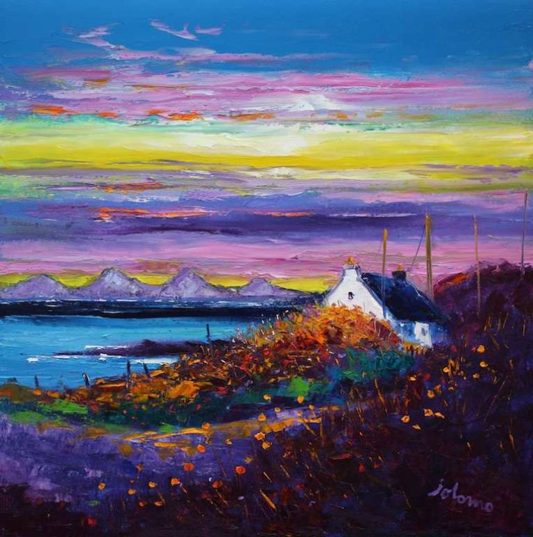Evening Gloaming West Port Kintyre Looking To The Paps Of Jura 24x24 - John Lowrie Morrison